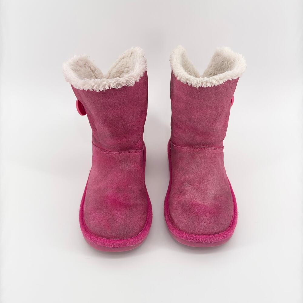 Koolaburra by UGG Girls Pink Button Short Boots Size 1 Faux Fur Lined Winter - Picture 10 of 10